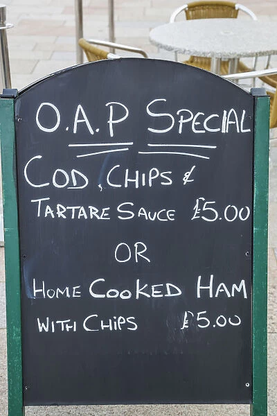 England, Somerset, Weston-Super-Mare, Restaurant Sign Board Advertising Special Price