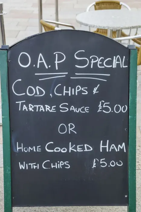 Framed Print : England, Somerset, Weston-Super-Mare, Restaurant Sign Board Advertising Special Price Framed Print : England, Somerset, Weston-Super-Mare, Restaurant Sign Board Advertising Special Price