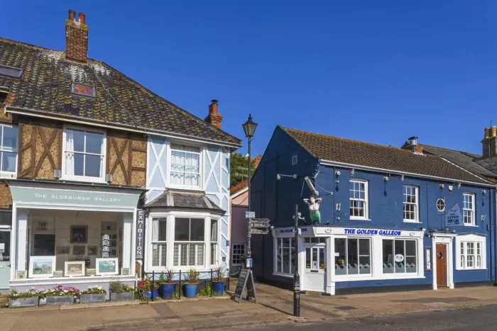 Framed Print : England, Suffolk, Aldeburgh, High Street Shops Framed Print : England, Suffolk, Aldeburgh, High Street Shops