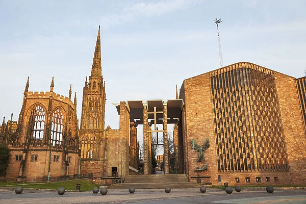 England, Warwickshire, Coventry, Old and New Coventry Cathedral