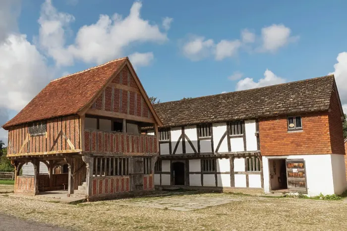 Framed Print : England, West Sussex, The Weald and Downland Living Museum, View of Historical Buildings