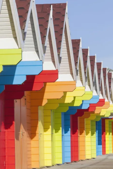 Framed Print : England, Yorkshire, Scarborough, Colourful Beach Huts Framed Print : England, Yorkshire, Scarborough, Colourful Beach Huts