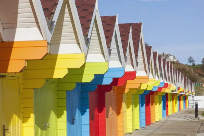 Framed Print : England, Yorkshire, Scarborough, Colourful Beach Huts Framed Print : England, Yorkshire, Scarborough, Colourful Beach Huts