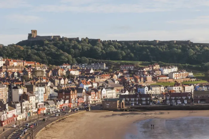Framed Print : England, Yorkshire, Scarborough, Town Skyline and Castle Framed Print : England, Yorkshire, Scarborough, Town Skyline and Castle