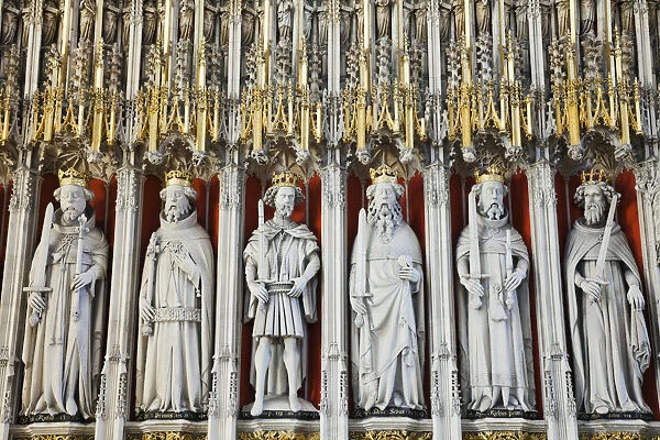 England, Yorkshire, York, York Minster, The Quire Screen depicting The Medieval Kings