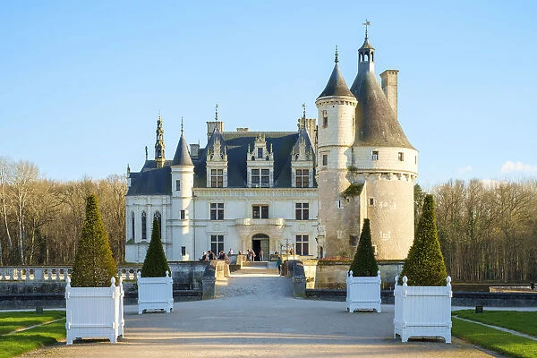 Front entrance to ChAteau de Chenonceau castle, Chenonceaux, Indre-et-Loire, Centre