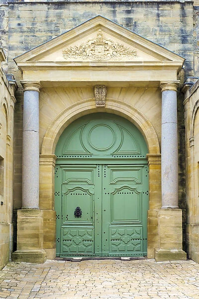 Entrance to Chateau du Ducha castle, Uzas, Gard Department, Languedoc-Roussillon