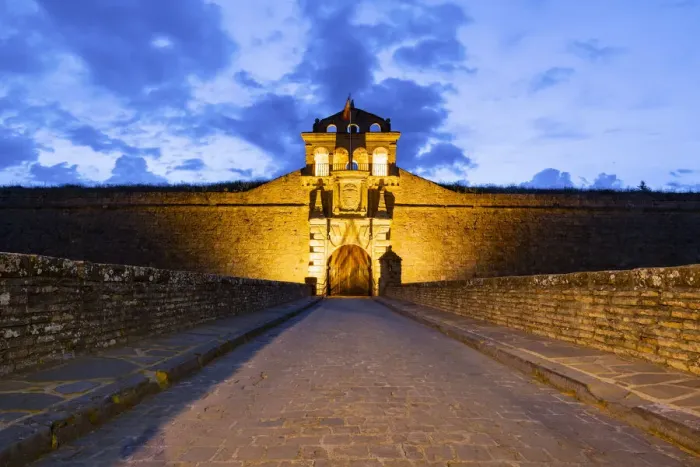 Framed Print : The entrance of Citadel of Jaca Castle by night. Jaca, Aragon region, Spain Framed Print : The entrance of Citadel of Jaca Castle by night. Jaca, Aragon region, Spain