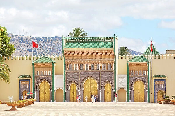 The entrance doors of the Fez Royal Palace (Dar El-Makhzen), Place des Alaouites, Fes, Morocco