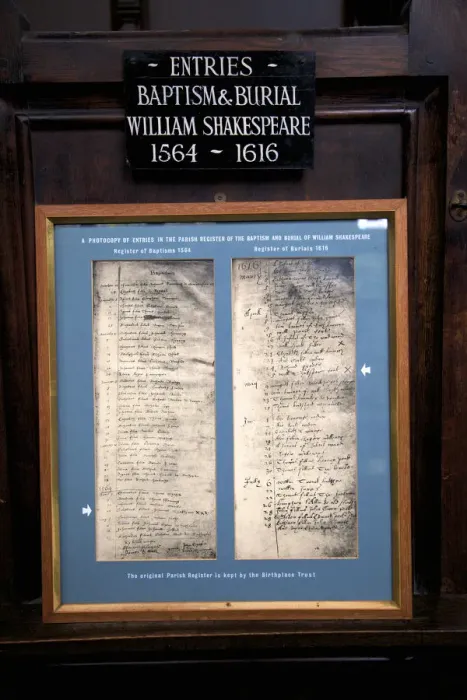 Framed Print : Entries in the Register of the Baptism and Burial of William Shakespeare, Holy Trinity Framed Print : Entries in the Register of the Baptism and Burial of William Shakespeare, Holy Trinity