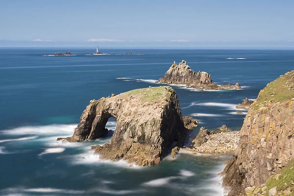 Enys Dodnan, the Armed Knight and Longships Lighthouse, all off the coast of Land s
