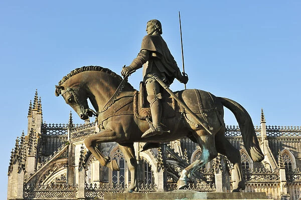 Equestrian statue of Constable Nuno Alvares Pereira. Batalha, Portugal