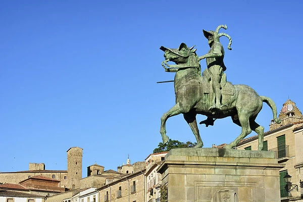 Equestrian statue of Francisco Pizarro, the Trujillo-born conquistador of Peru. Trujillo