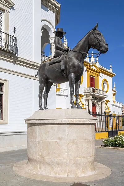 Equestrian staue in front of Plaza de toros de la Real Maestranza de Caballeria de