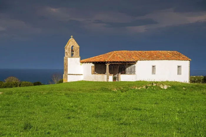 Framed Print : Ermita de Santa Eulalia chapel, Villahormes, Asturias, Spain Framed Print : Ermita de Santa Eulalia chapel, Villahormes, Asturias, Spain