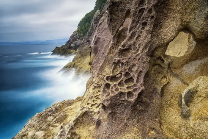 Framed Print : Eroded Coastline at Onigajo, Kinomotocho, Kumano, Mie Prefecture, Japan