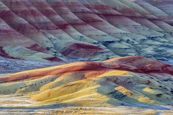 Framed Print : Eroded, exposed laterite and mudstone sediments in a sagebrush environment, John Day Fossil Beds National Monument, Painted Hills Unit, Mitchell, Oregon, USA Framed Print : Eroded, exposed laterite and mudstone sediments in a sagebrush environment, John Day Fossil Beds National Monument, Painted Hills Unit, Mitchell, Oregon, USA