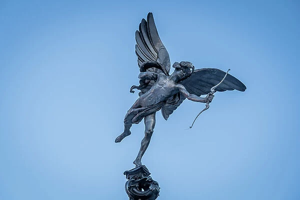 Eros statue also known as Anteros, Piccadilly Circus, London, England, Uk