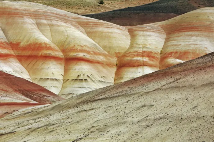 Framed Print : Erosion landscape in Painted Hills - USA, Oregon, Wheeler Framed Print : Erosion landscape in Painted Hills - USA, Oregon, Wheeler
