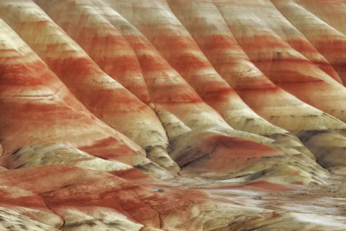 Framed Print : Erosion landscape in Painted Hills - USA, Oregon, Wheeler Framed Print : Erosion landscape in Painted Hills - USA, Oregon, Wheeler