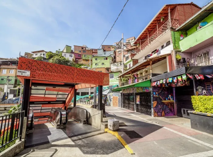 Framed Print : Escalator in Comuna 13, Medellin, Antioquia Department, Colombia Framed Print : Escalator in Comuna 13, Medellin, Antioquia Department, Colombia