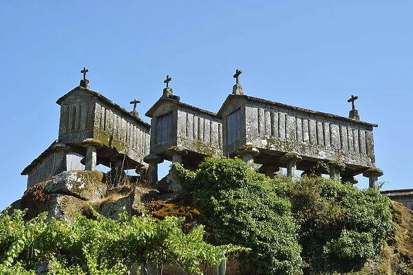 Espigueiros, the old and traditional stone granaries of Soajo. Peneda Geres National Park