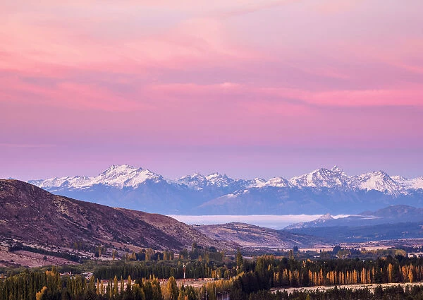 Esquel at sunrise, elevated view, Chubut Province, Patagonia, Argentina