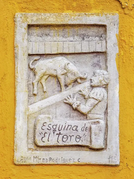 Framed Print : Esquina de el Toro relief at the street of Izamal, Yucatan State, Mexico Framed Print : Esquina de el Toro relief at the street of Izamal, Yucatan State, Mexico