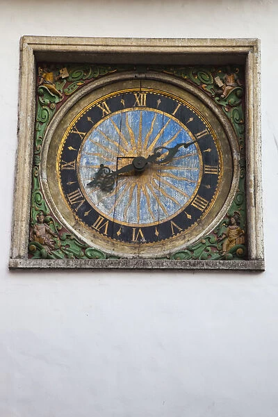 Estonia, Tallinn, Old Town, Raekoja plats, Town Hall Square, town hall clock detail