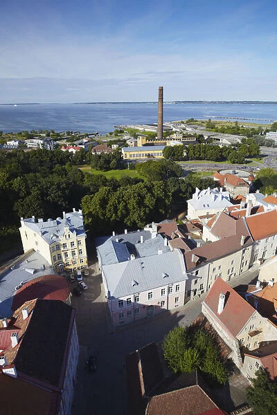 Estonia, Tallinn, View Of Lower Town With Linnahall Harbour In Background