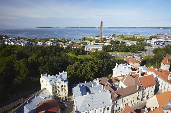 Estonia, Tallinn, View Of Lower Town With Linnahall Harbour In Background