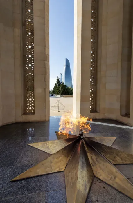 Framed Print : The Eternal Flame. Martyrs Alley. Sahidlar Xiyabani, a monument dedicated to Framed Print : The Eternal Flame. Martyrs Alley. Sahidlar Xiyabani, a monument dedicated to