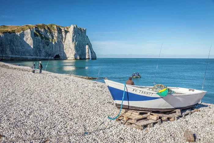 Framed Print : Etretat beach with Falaise d`Aval rock formation, Seine-Maritime, Normandy, France Framed Print : Etretat beach with Falaise d`Aval rock formation, Seine-Maritime, Normandy, France