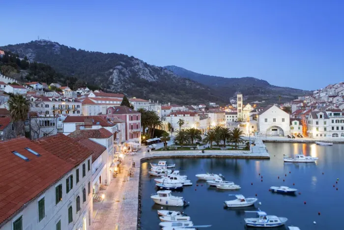 Framed Print : Europe, Balkans, Croatia, Hvar, Hvar town, view of the UNESCO World heritage listed