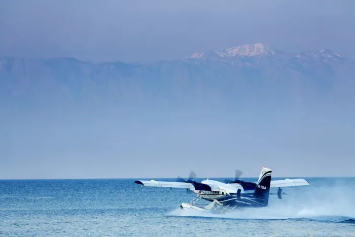 Framed Print : Europe, Balkans, Croatia, Korcula, European Coastal Airlines seaplane which flies Framed Print : Europe, Balkans, Croatia, Korcula, European Coastal Airlines seaplane which flies