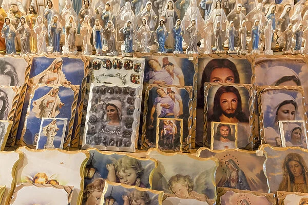 Europe, Bosnia and Herzegovina, Medjugorje. Religious images in a gift shop