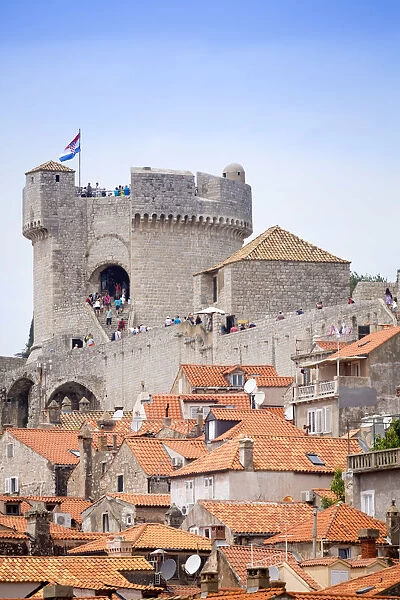 Europe, Croatia, Dalmatia, Dubrovnik, the Minceta Tower on the old city walls - part