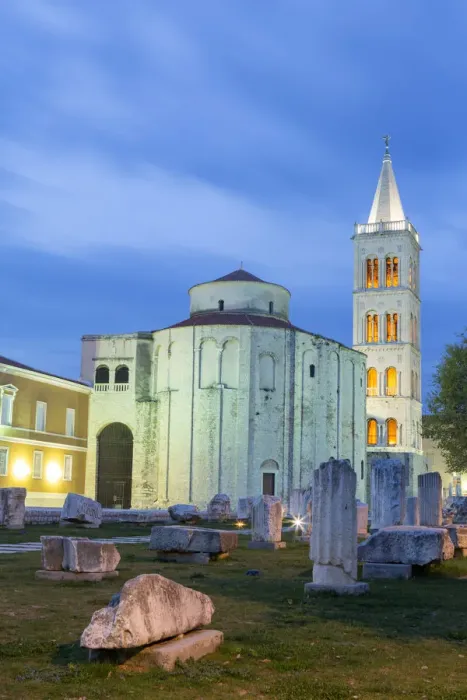Framed Print : Europe, Croatia, Dalmatia, Zadar, historic centre of town with ruins of the Roman