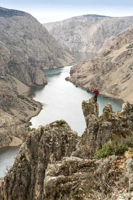 Framed Print : Europe, Croatia, Dalmatia, Zadar region, a photographer standing over the Zrmanja Canyon Framed Print : Europe, Croatia, Dalmatia, Zadar region, a photographer standing over the Zrmanja Canyon