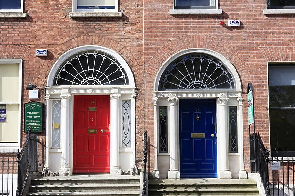 Europe, Dublin, Ireland, Merrion Square colored doors