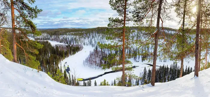 Framed Print : Europe, Finland, elevated viewpoint at Oulanka National Park