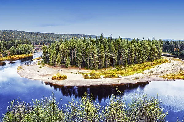 Europe, Finland, Lapland, Kuusamo, Oulanka National Park, a bend in the Oulanka River