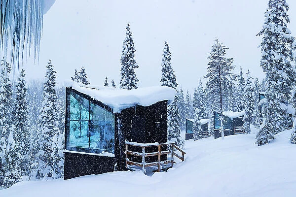 Europe, Finland, a luxury resort cabin in the forest near Ruka