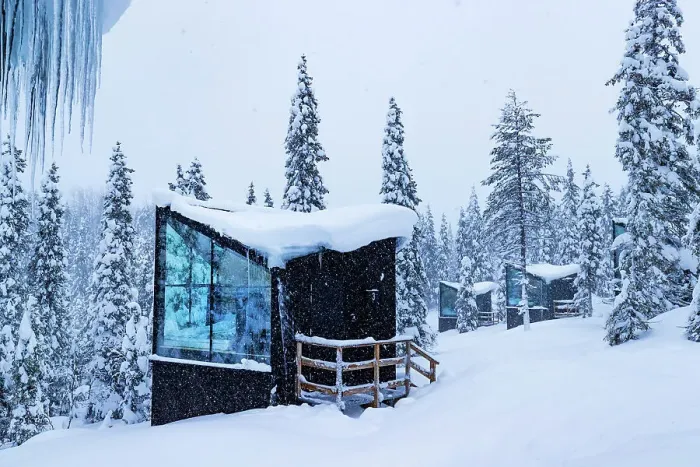 Framed Print : Europe, Finland, a luxury resort cabin in the forest near Ruka Framed Print : Europe, Finland, a luxury resort cabin in the forest near Ruka
