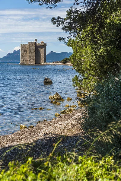 Europe, France, Cote D Azur. The fortified monastery of Saint-Honorat near to Cannes