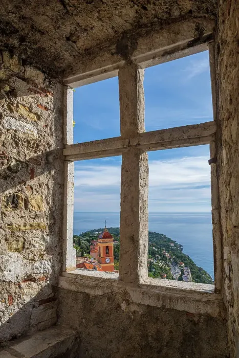 Framed Print : Europe, France, Cote D'Azur. View from a window of the castle of Roquebrune Framed Print : Europe, France, Cote D'Azur. View from a window of the castle of Roquebrune