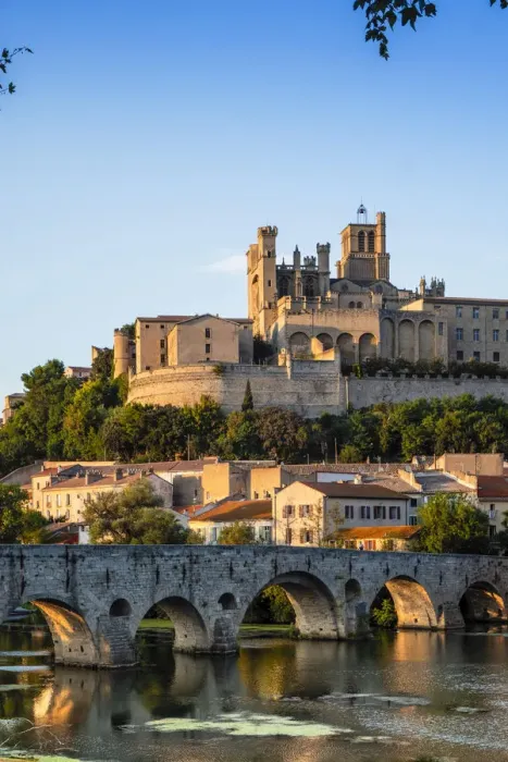 Framed Print : Europe, France, Occitanie. Saint Nazaire church and the old bridge in the fortified town Framed Print : Europe, France, Occitanie. Saint Nazaire church and the old bridge in the fortified town
