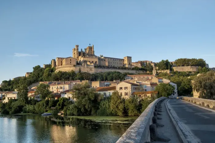 Framed Print : Europe, France, Occitanie. Saint Nazaire church and the old bridge in the fortified town Framed Print : Europe, France, Occitanie. Saint Nazaire church and the old bridge in the fortified town