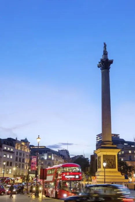Framed Print : Europe, Great Britain, England, London, Trafalgar Square at dusk with traffic Framed Print : Europe, Great Britain, England, London, Trafalgar Square at dusk with traffic