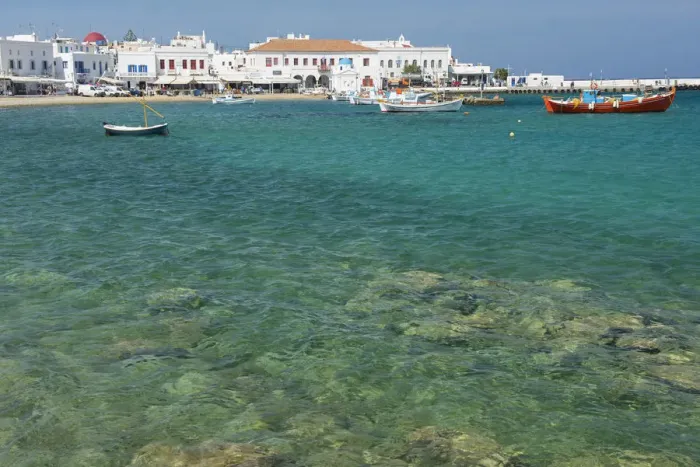 Framed Print : Europe, Greece, Cyclades island, Aegean Sea, Mykonos, Myconos harbour